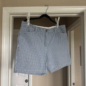 Lands End Shorts Gingham Seersucker Fit 2 Size 16 Blue